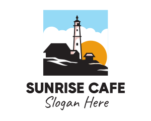 Lighthouse Sunrise Scene logo design