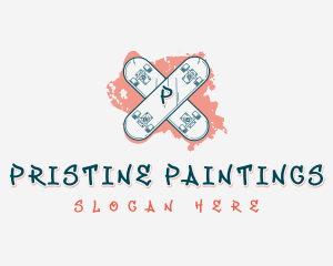 Skateboard Paint Art logo design