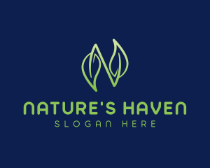 Nature Leaf Letter N logo design