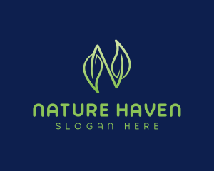 Nature Leaf Letter N logo design