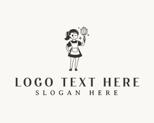 Woman Maid Cleaning logo