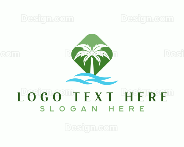 Tropical Palm Tree Resort Logo