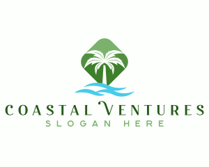 Tropical Palm Tree Resort logo design