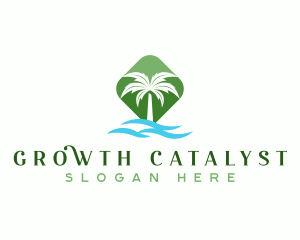 Tropical Palm Tree Resort logo design