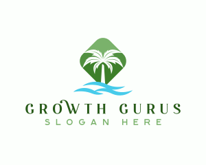 Tropical Palm Tree Resort logo design