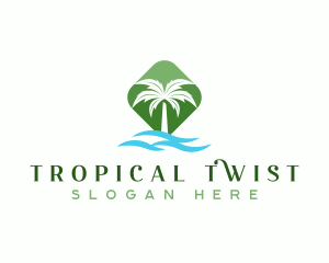 Tropical Palm Tree Resort logo design