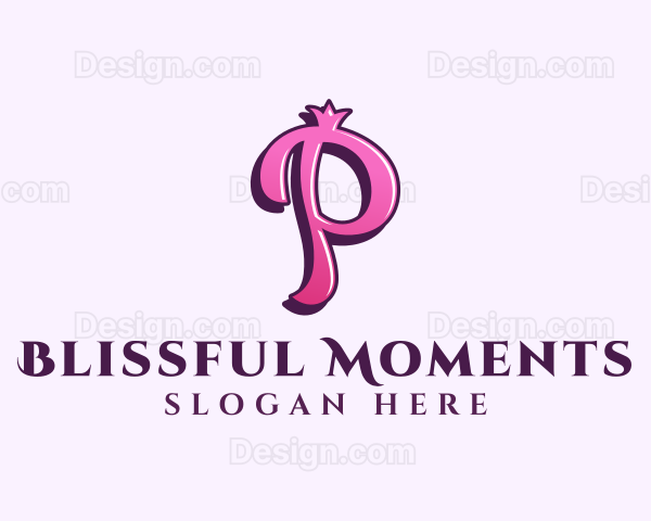 Pink Letter P Princess Logo