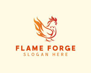 Flaming Chicken BBQ logo design