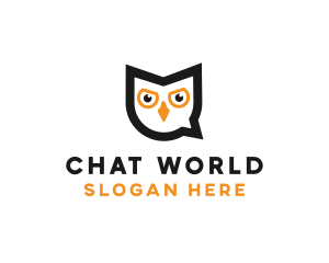 Owl Chat Bubble logo design