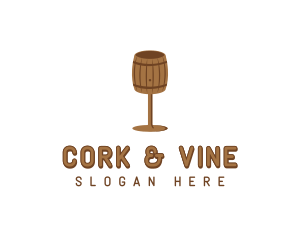 Barrel Wine Glass logo design