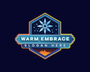 Snow HVAC Heating Cooling logo design