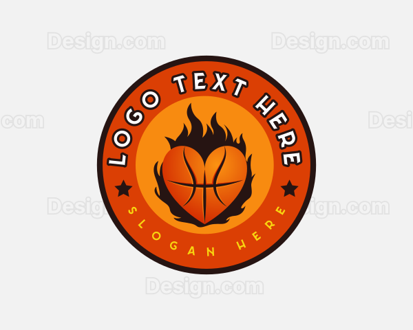 Basketball Heart Game Logo