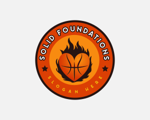 Basketball Heart Game Logo