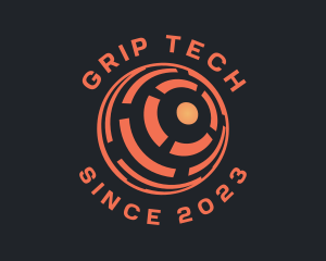 Orange Tech Globe logo design