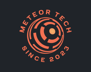 Orange Tech Globe logo design