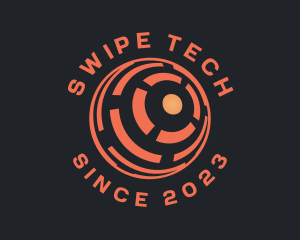 Orange Tech Globe logo design