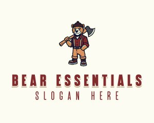 Bear Axe Lumberjack logo design