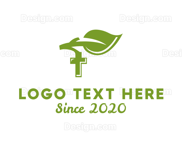 Religious Leaf Cross Logo