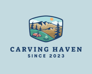 Outdoor Mountain Campsite logo design