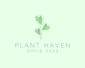 Leaf Plant Outline logo design