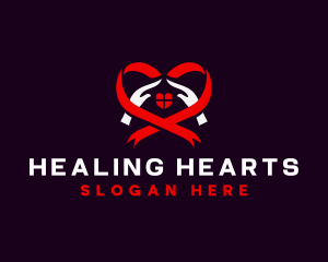 Ribbon Heart Hands logo