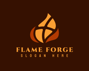 Abstract Flame Cross logo design