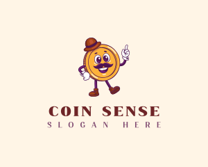 Coin Money Moustache logo design