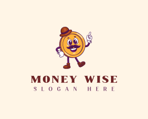 Coin Money Moustache logo design