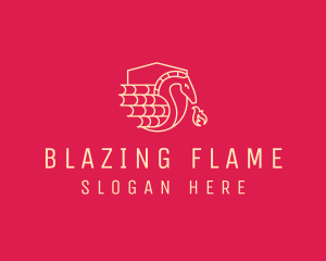 Medieval Flaming Dragon logo design