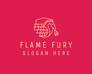 Medieval Flaming Dragon logo design