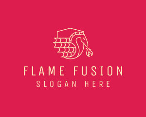Medieval Flaming Dragon logo design