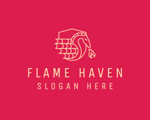 Medieval Flaming Dragon logo design