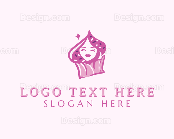 Sweet Cupcake Woman Logo