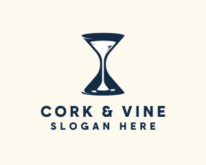 Wine Time Hourglass logo design