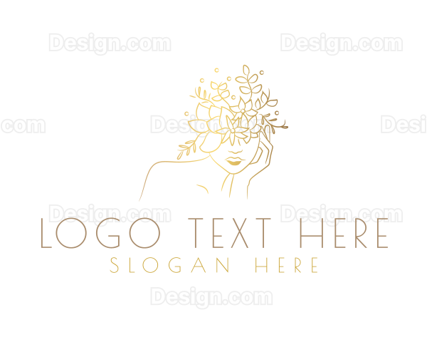 Gold Luxury Floral Woman Logo