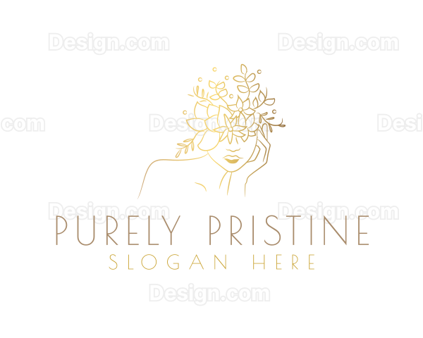 Gold Luxury Floral Woman Logo