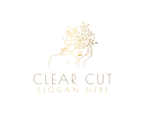 Gold Luxury Floral Woman Logo