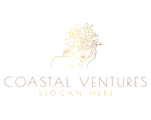 Gold Luxury Floral Woman Logo