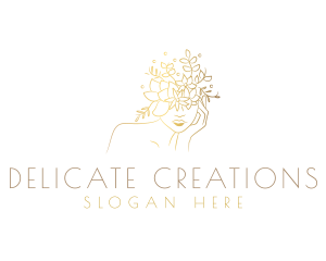 Gold Luxury Floral Woman Logo