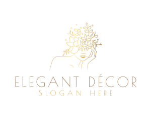 Gold Luxury Floral Woman Logo