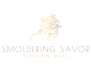 Gold Luxury Floral Woman Logo