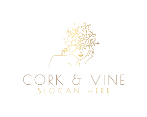 Gold Luxury Floral Woman logo design