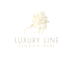 Gold Luxury Floral Woman logo design