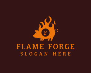 Flame Pork Barbecue  logo design