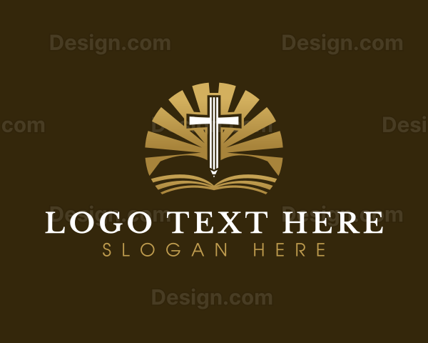 Cross Bible Pencil Logo