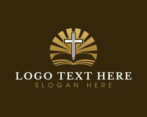 Cross Bible Pencil logo