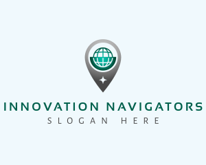 Globe Location Pin logo design