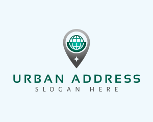 Globe Location Pin logo design