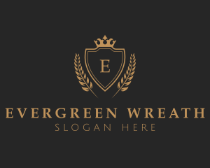 Shield Crown Luxury Wreath logo design