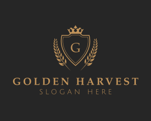 Shield Crown Luxury Wreath logo design